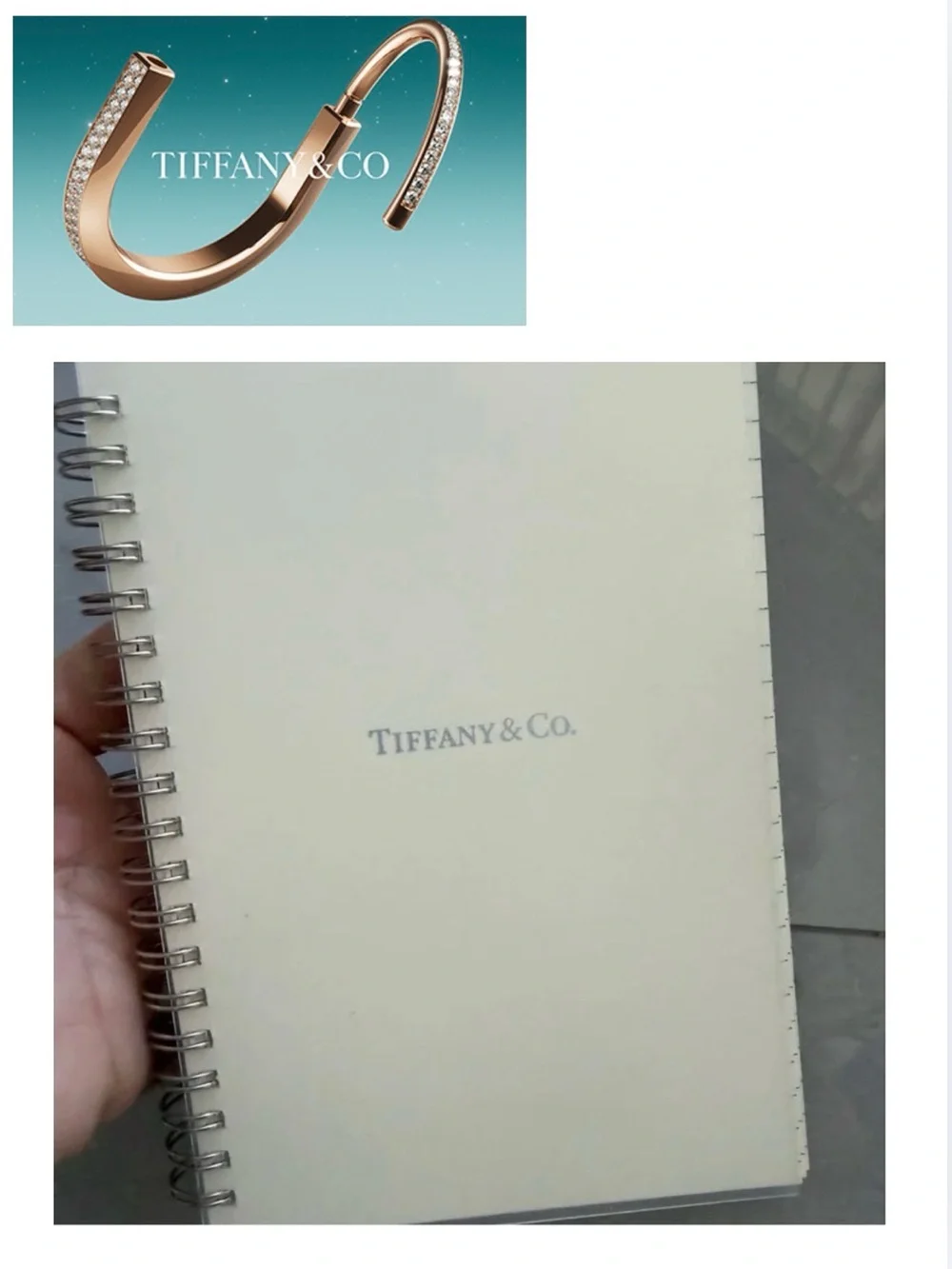 TIFFANY & CO. Cream Spiral Notebook w/Silver Logo, NWOT